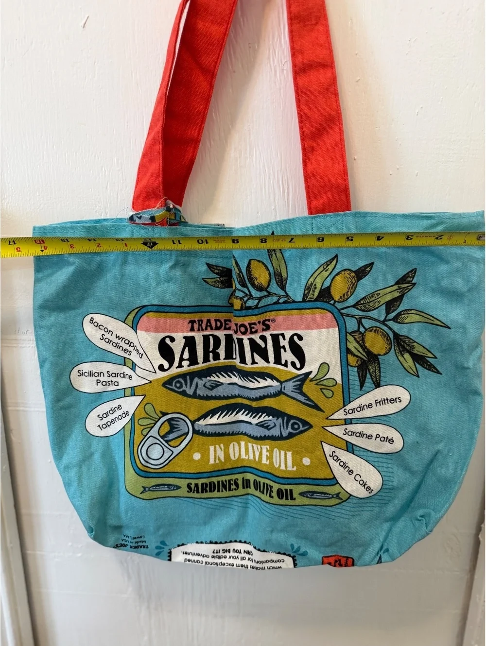 Vintage Trader Joe's Sardine Bag Tote Cotton Made in USA